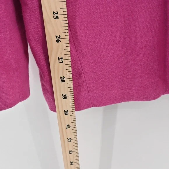 FARM RIO Womens Oversized Linen Blazer Size M Pink Single Breasted Shoulder Pads - Picture 4 of 13